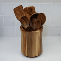 7 Piece Teak Utensil Set + Caddy Bundle